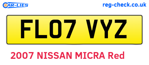 FL07VYZ are the vehicle registration plates.