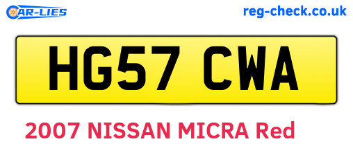 HG57CWA are the vehicle registration plates.