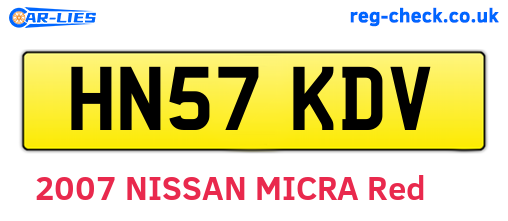 HN57KDV are the vehicle registration plates.