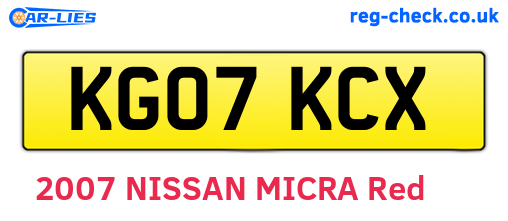 KG07KCX are the vehicle registration plates.