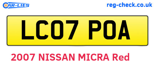 LC07POA are the vehicle registration plates.
