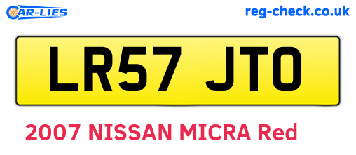 LR57JTO are the vehicle registration plates.