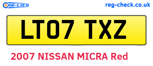 LT07TXZ are the vehicle registration plates.