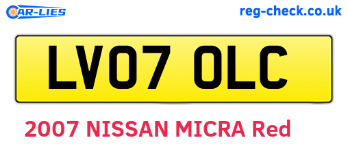 LV07OLC are the vehicle registration plates.