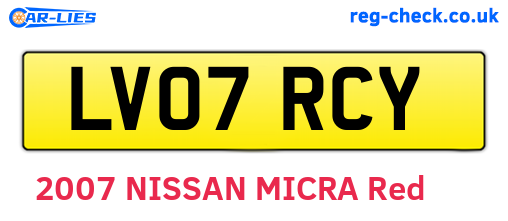 LV07RCY are the vehicle registration plates.