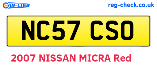 NC57CSO are the vehicle registration plates.