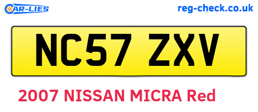 NC57ZXV are the vehicle registration plates.