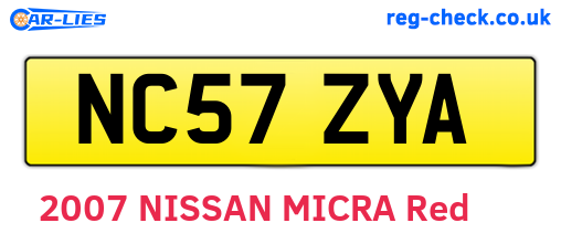 NC57ZYA are the vehicle registration plates.