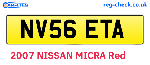 NV56ETA are the vehicle registration plates.