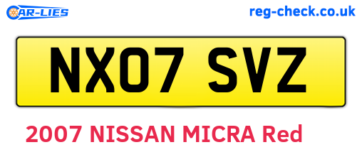 NX07SVZ are the vehicle registration plates.