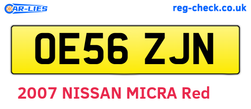 OE56ZJN are the vehicle registration plates.