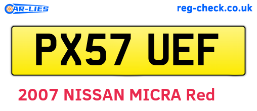 PX57UEF are the vehicle registration plates.
