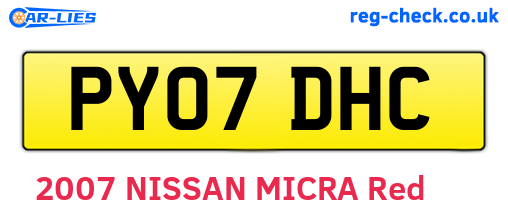 PY07DHC are the vehicle registration plates.
