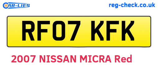 RF07KFK are the vehicle registration plates.