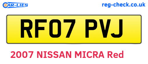RF07PVJ are the vehicle registration plates.