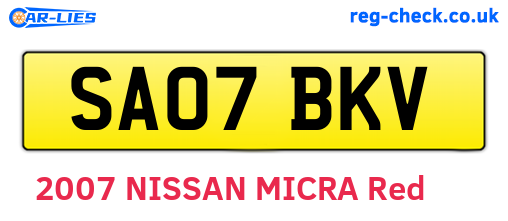 SA07BKV are the vehicle registration plates.
