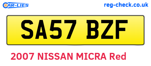 SA57BZF are the vehicle registration plates.