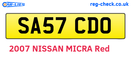 SA57CDO are the vehicle registration plates.