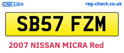 SB57FZM are the vehicle registration plates.