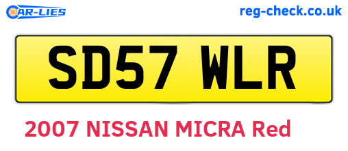 SD57WLR are the vehicle registration plates.