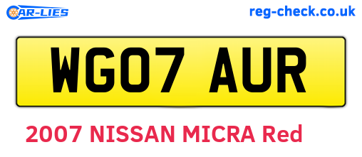WG07AUR are the vehicle registration plates.