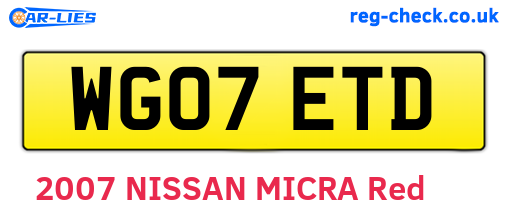 WG07ETD are the vehicle registration plates.