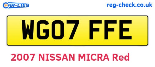 WG07FFE are the vehicle registration plates.