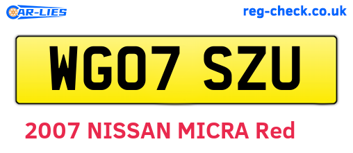 WG07SZU are the vehicle registration plates.