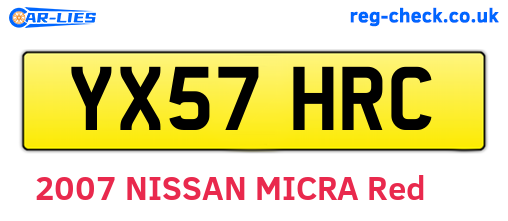 YX57HRC are the vehicle registration plates.