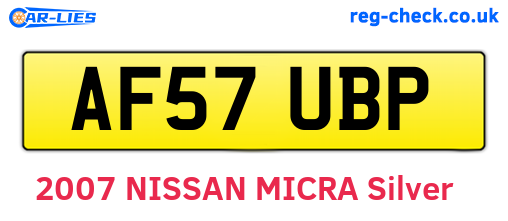 AF57UBP are the vehicle registration plates.