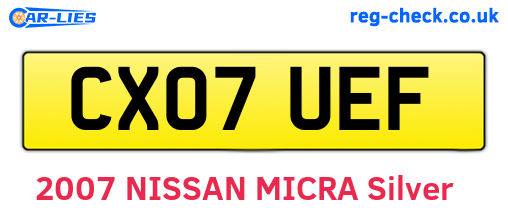 CX07UEF are the vehicle registration plates.