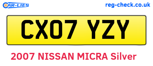 CX07YZY are the vehicle registration plates.