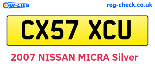 CX57XCU are the vehicle registration plates.