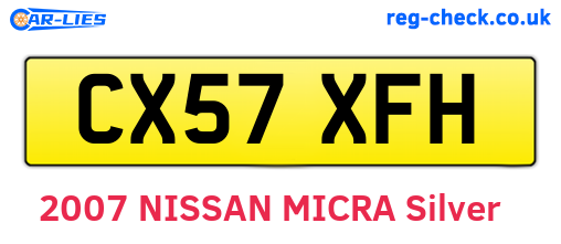 CX57XFH are the vehicle registration plates.