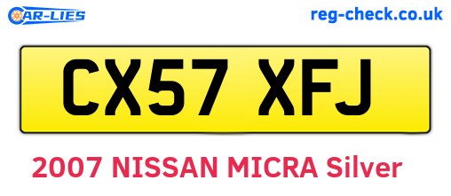 CX57XFJ are the vehicle registration plates.