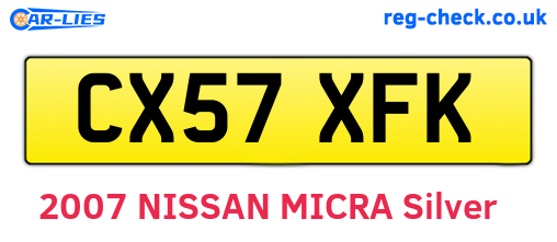 CX57XFK are the vehicle registration plates.