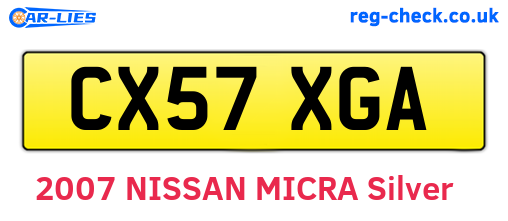 CX57XGA are the vehicle registration plates.
