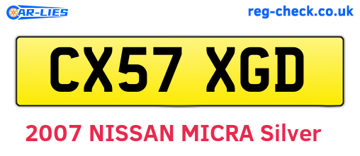 CX57XGD are the vehicle registration plates.