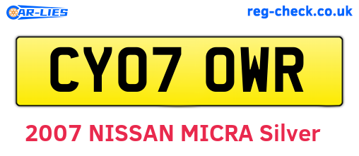 CY07OWR are the vehicle registration plates.