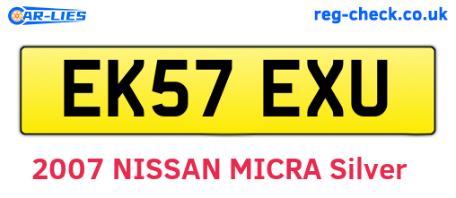 EK57EXU are the vehicle registration plates.