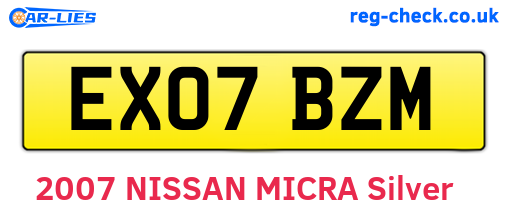 EX07BZM are the vehicle registration plates.