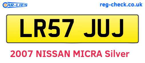 LR57JUJ are the vehicle registration plates.