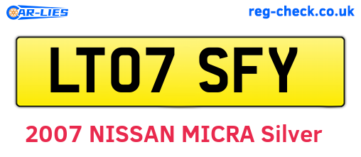 LT07SFY are the vehicle registration plates.