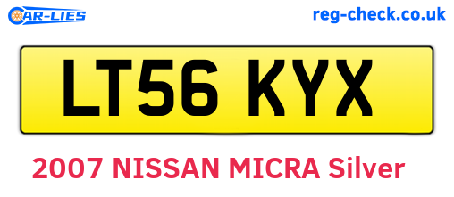 LT56KYX are the vehicle registration plates.