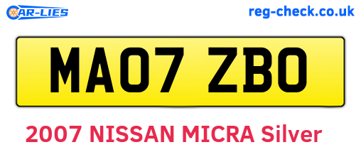 MA07ZBO are the vehicle registration plates.
