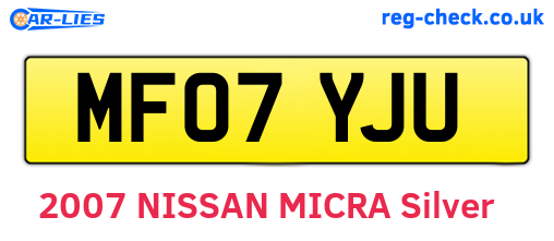 MF07YJU are the vehicle registration plates.
