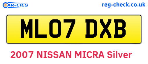 ML07DXB are the vehicle registration plates.