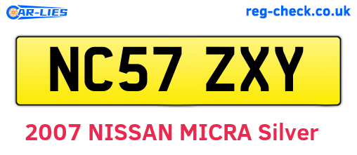 NC57ZXY are the vehicle registration plates.