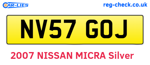 NV57GOJ are the vehicle registration plates.