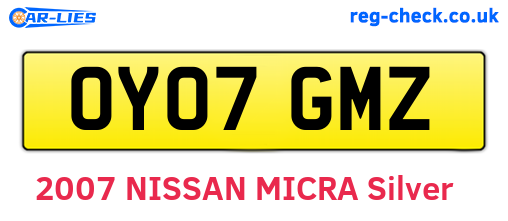 OY07GMZ are the vehicle registration plates.